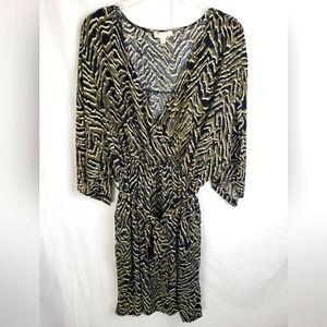 Loralette Green/Black Printed Crossover Bohemian Peasant Dress Sz 18/20